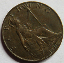 Load image into Gallery viewer, 1918 King George V Farthing Coin In Better Grade
