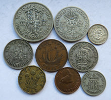 Load image into Gallery viewer, 1942 King George VI 9 Coin Year Set Halfcrown - Farthing Great Britain
