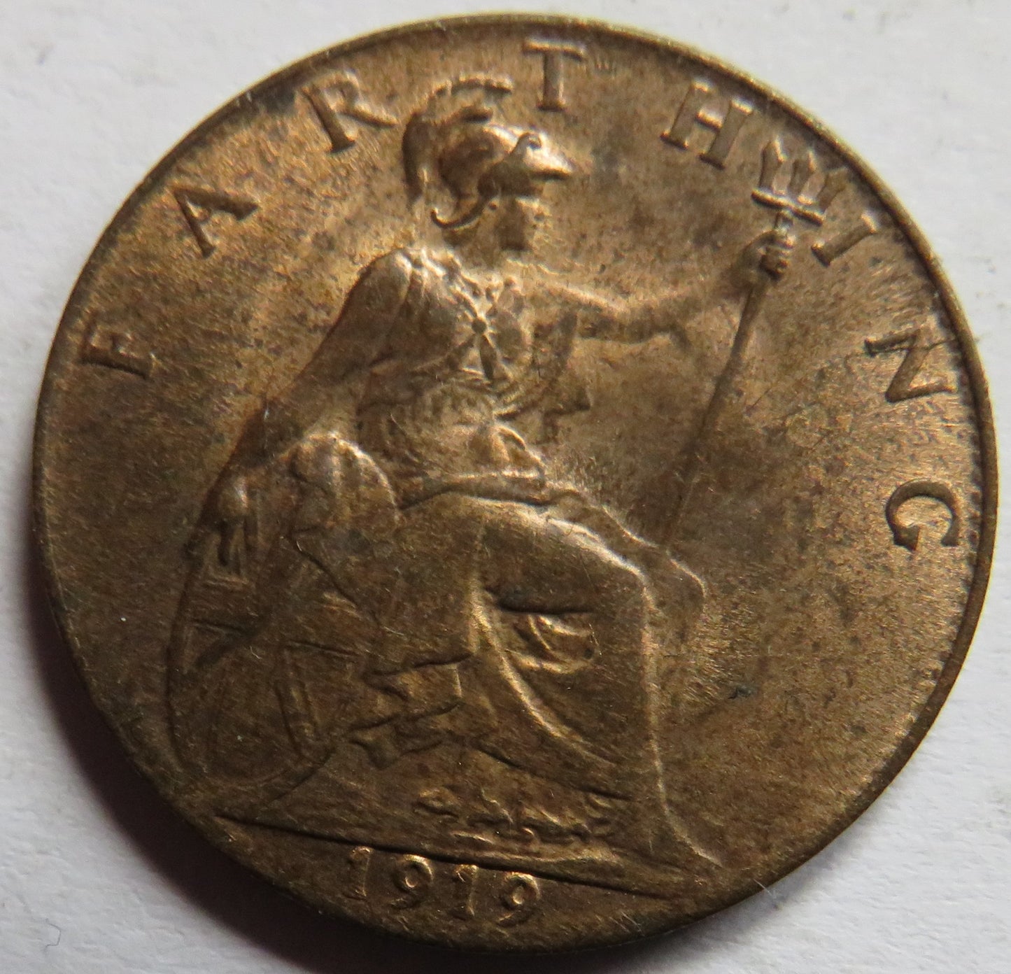 1919 King George V Farthing Coin In High Grade