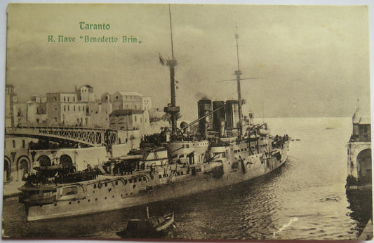 Vintage Warship Postcard of Taranto R. Nave "Benedetto Brinn"