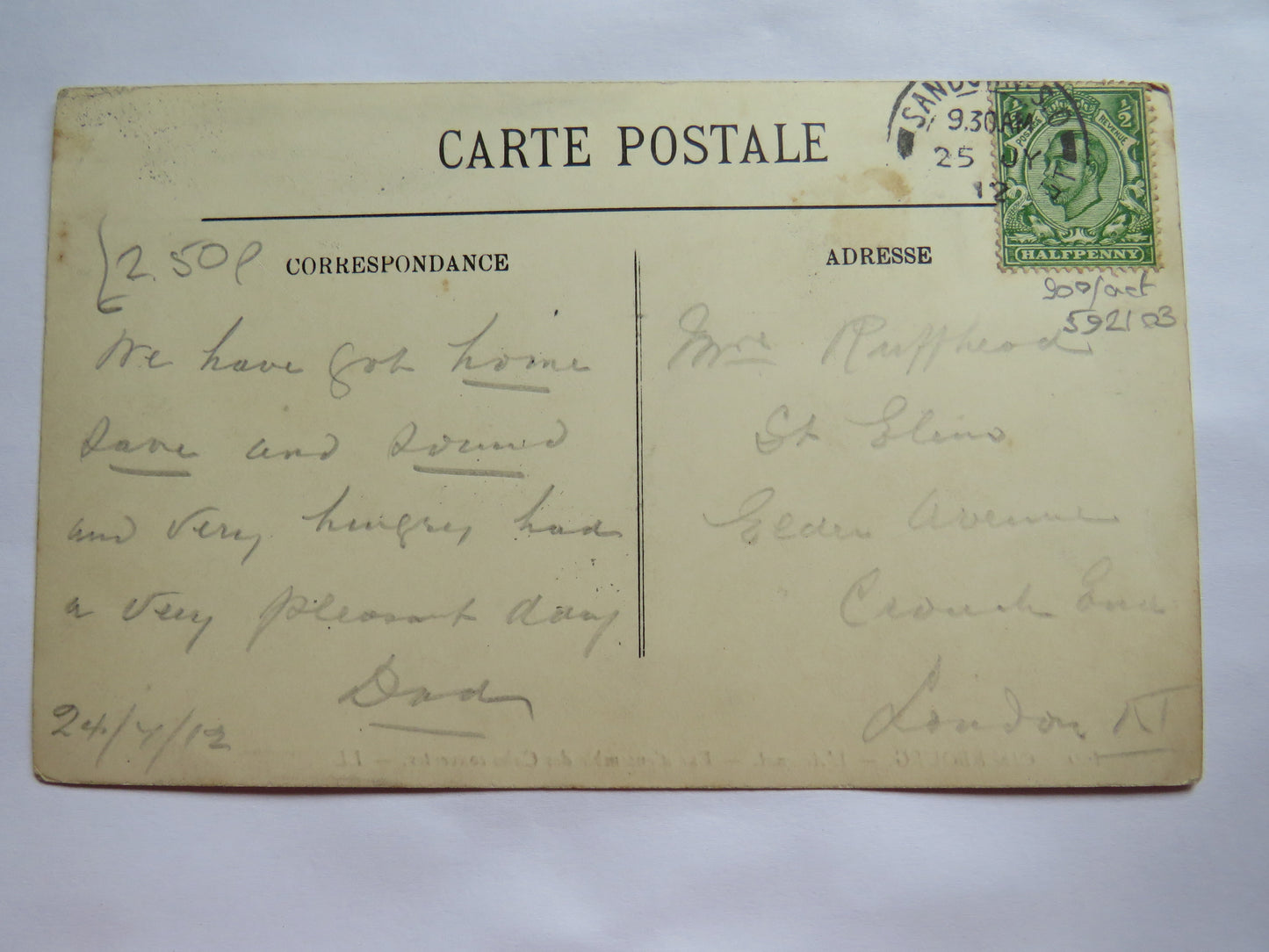Vintage Warship Postcard of L'Arsenal Cherbourg 1912