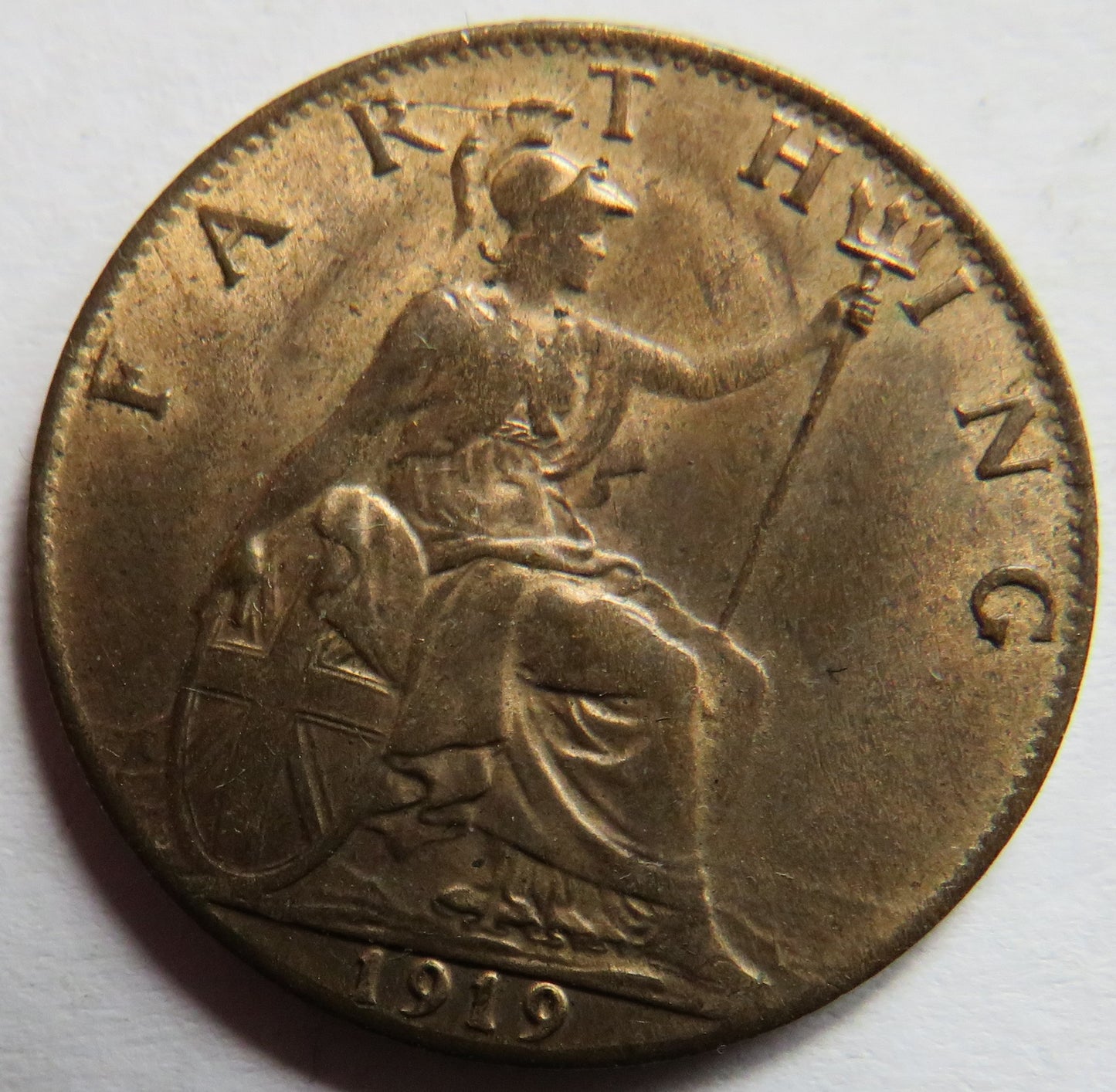 1919 King George V Farthing Coin In High Grade