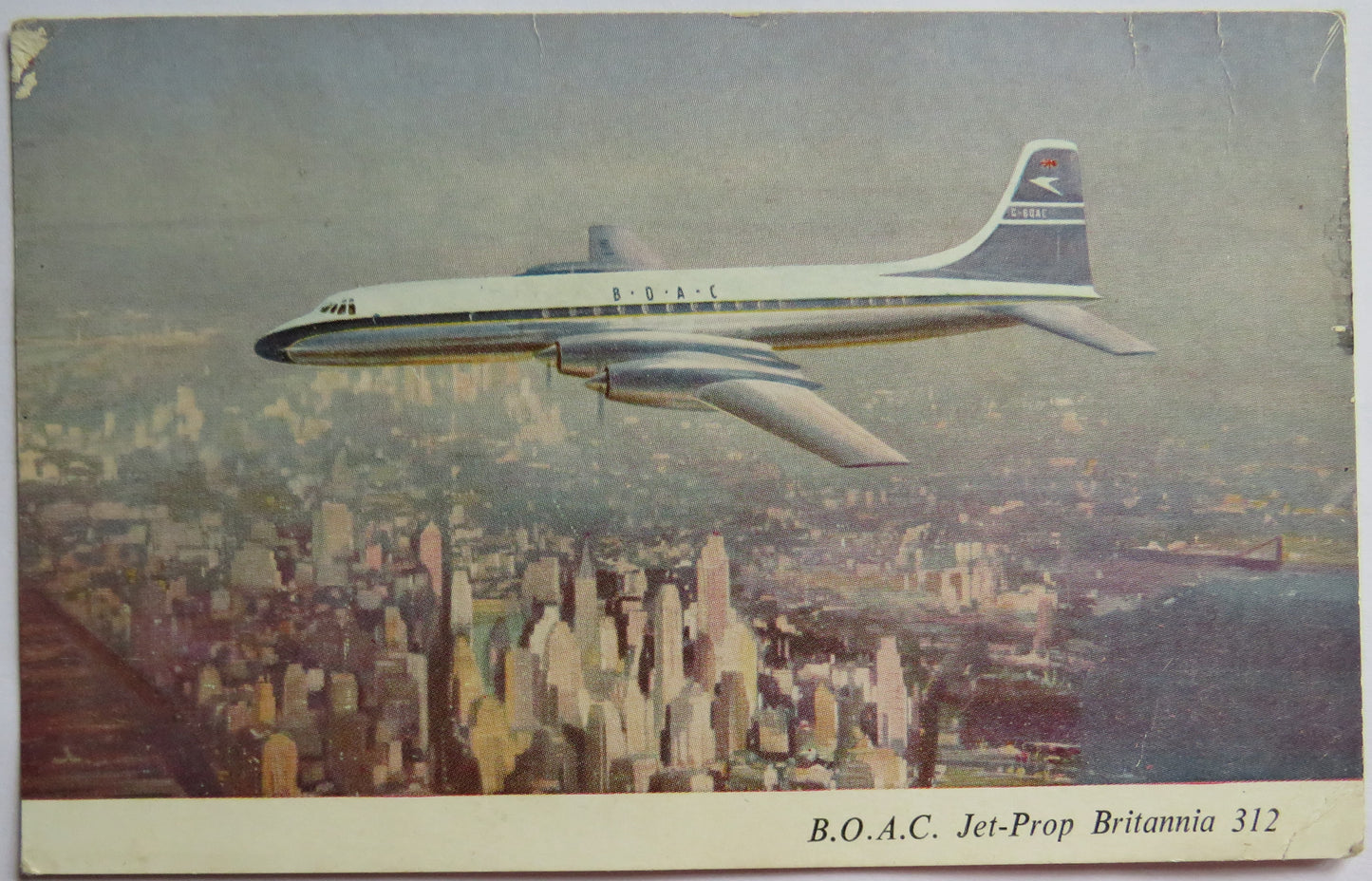 Vintage Postcard of B.O.A.C. Jet-Prop Britannia 312