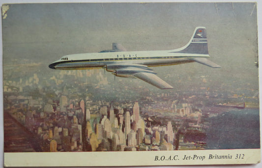 Vintage Postcard of B.O.A.C. Jet-Prop Britannia 312