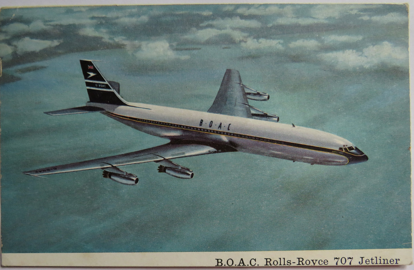 Vintage Postcard of B.O.A.C. Rolls-Royce 707 Jetliner 1960