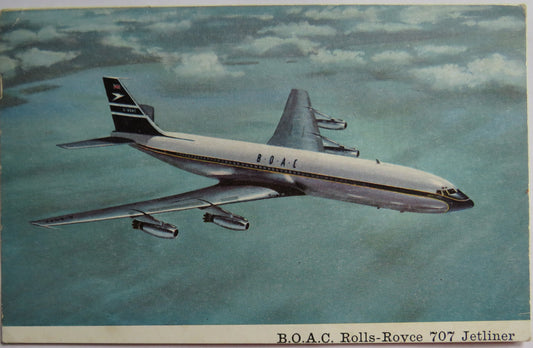 Vintage Postcard of B.O.A.C. Rolls-Royce 707 Jetliner 1960