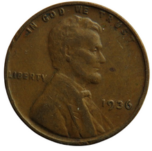 Load image into Gallery viewer, 1936 USA Lincoln One Cent Coin
