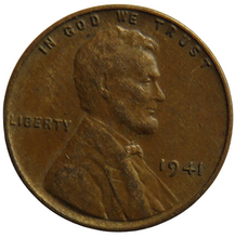 Load image into Gallery viewer, 1941 USA Lincoln One Cent Coin
