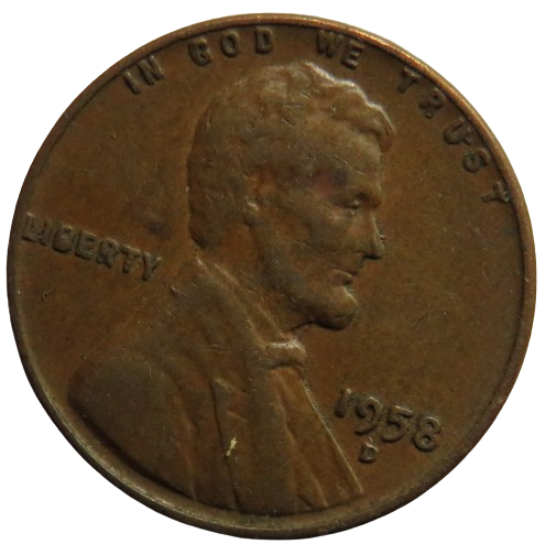 1958-D USA Lincoln One Cent Coin