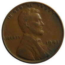 Load image into Gallery viewer, 1941 USA Lincoln One Cent Coin
