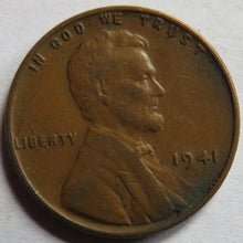 Load image into Gallery viewer, 1941 USA Lincoln One Cent Coin
