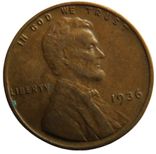 Load image into Gallery viewer, 1936 USA Lincoln One Cent Coin
