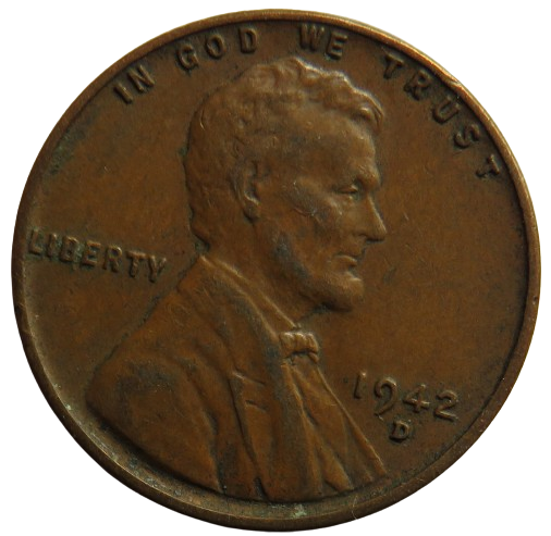 1942-D USA Lincoln One Cent Coin