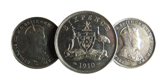 Antique Sterling Silver Brooch Made From 1910 Australia Silver Coins