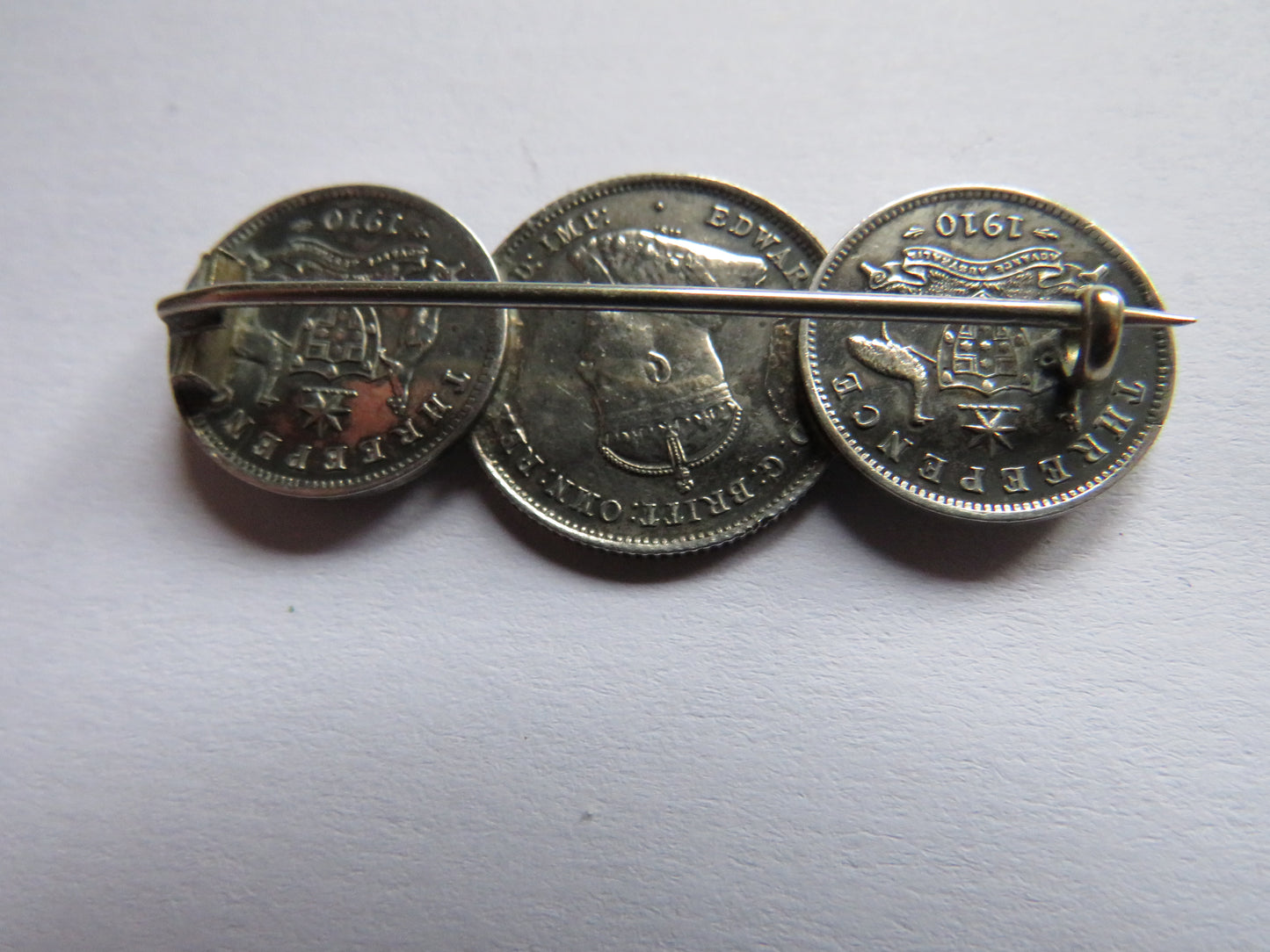 Antique Sterling Silver Brooch Made From 1910 Australia Silver Coins