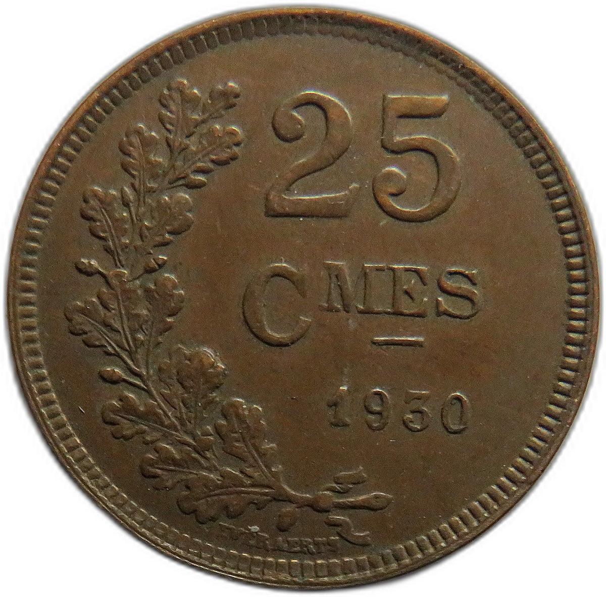 1930 Luxembourg 25 Centimes Coin