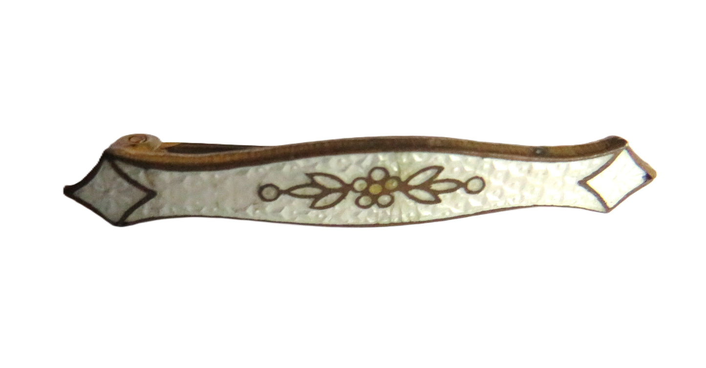 Small Antique White Enamel Brooch