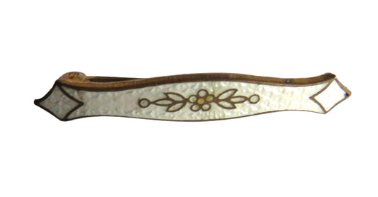 Small Antique White Enamel Brooch