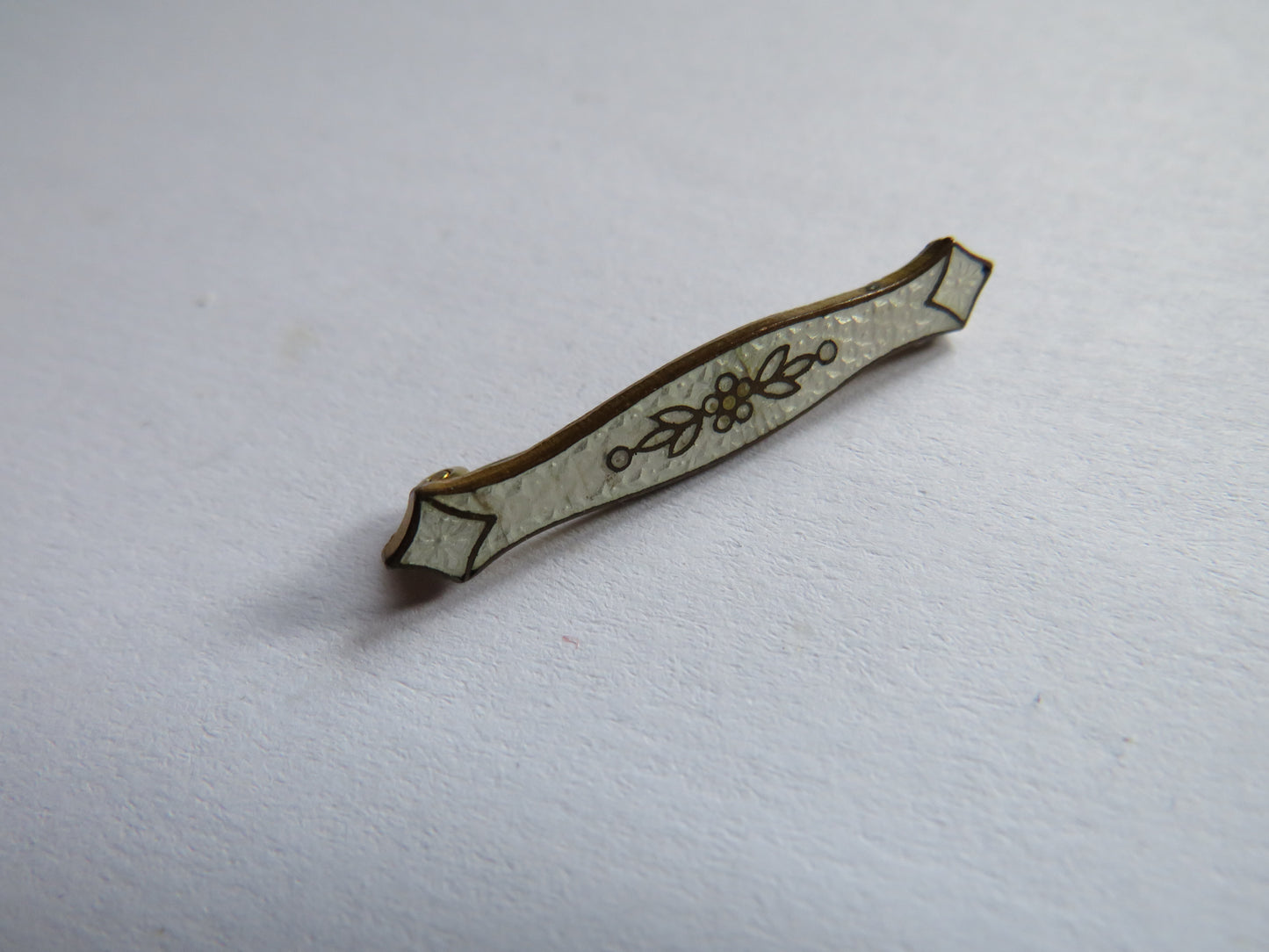 Small Antique White Enamel Brooch