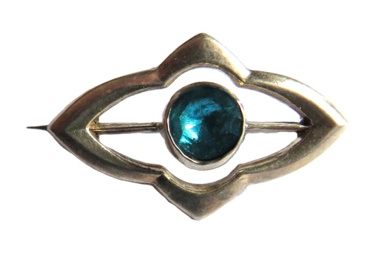 Vintage Small Sterling Silver & Blue Stone Brooch