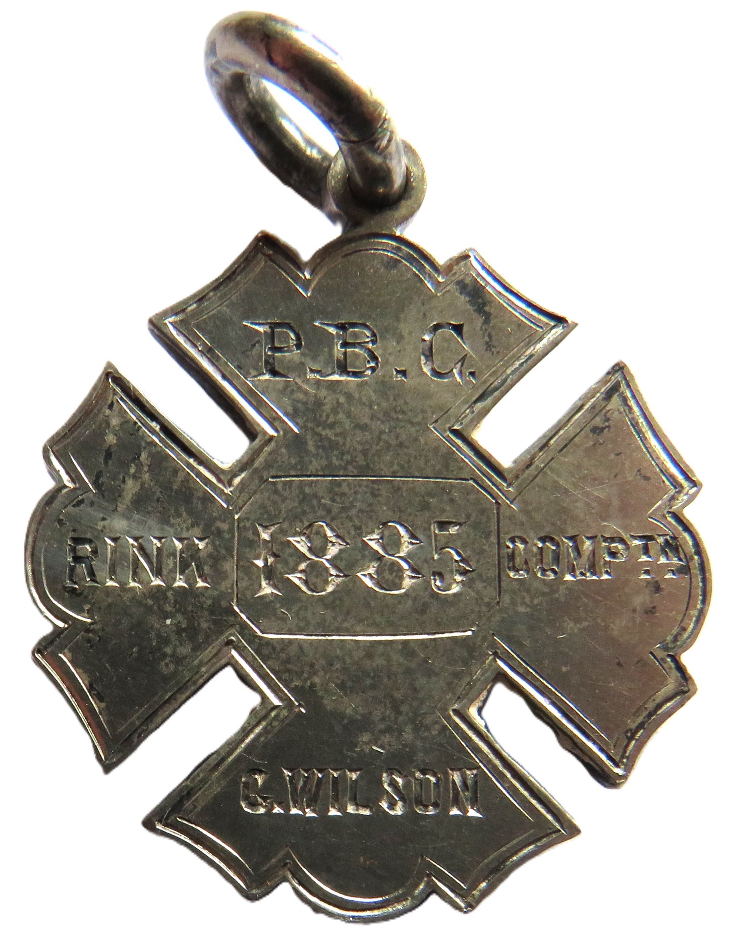 Antique Sterling Silver Fob Medal 1885 Rink Competitions Curling