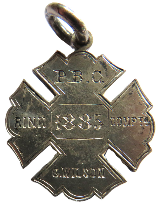 Antique Sterling Silver Fob Medal 1885 Rink Competitions Curling