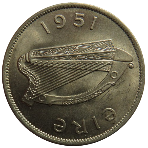 1951 Ireland Eire Halfcrown Coin In High Grade