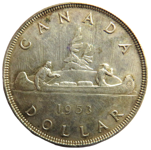 1953 Queen Elizabeth II Canada Silver $1 One Dollar Coin
