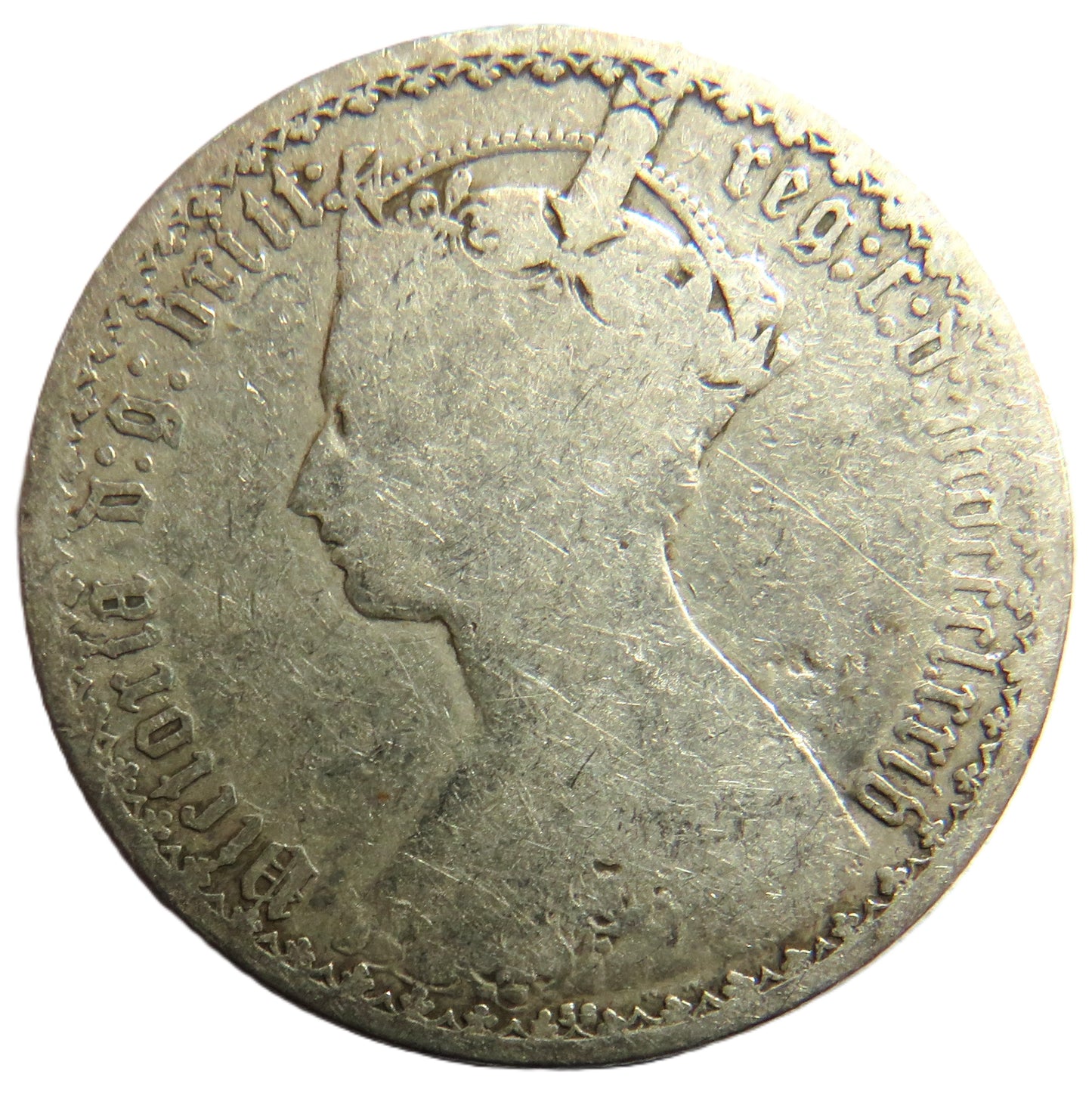 1874 Queen Victoria Silver Gothic Florin Coin - Great Britain