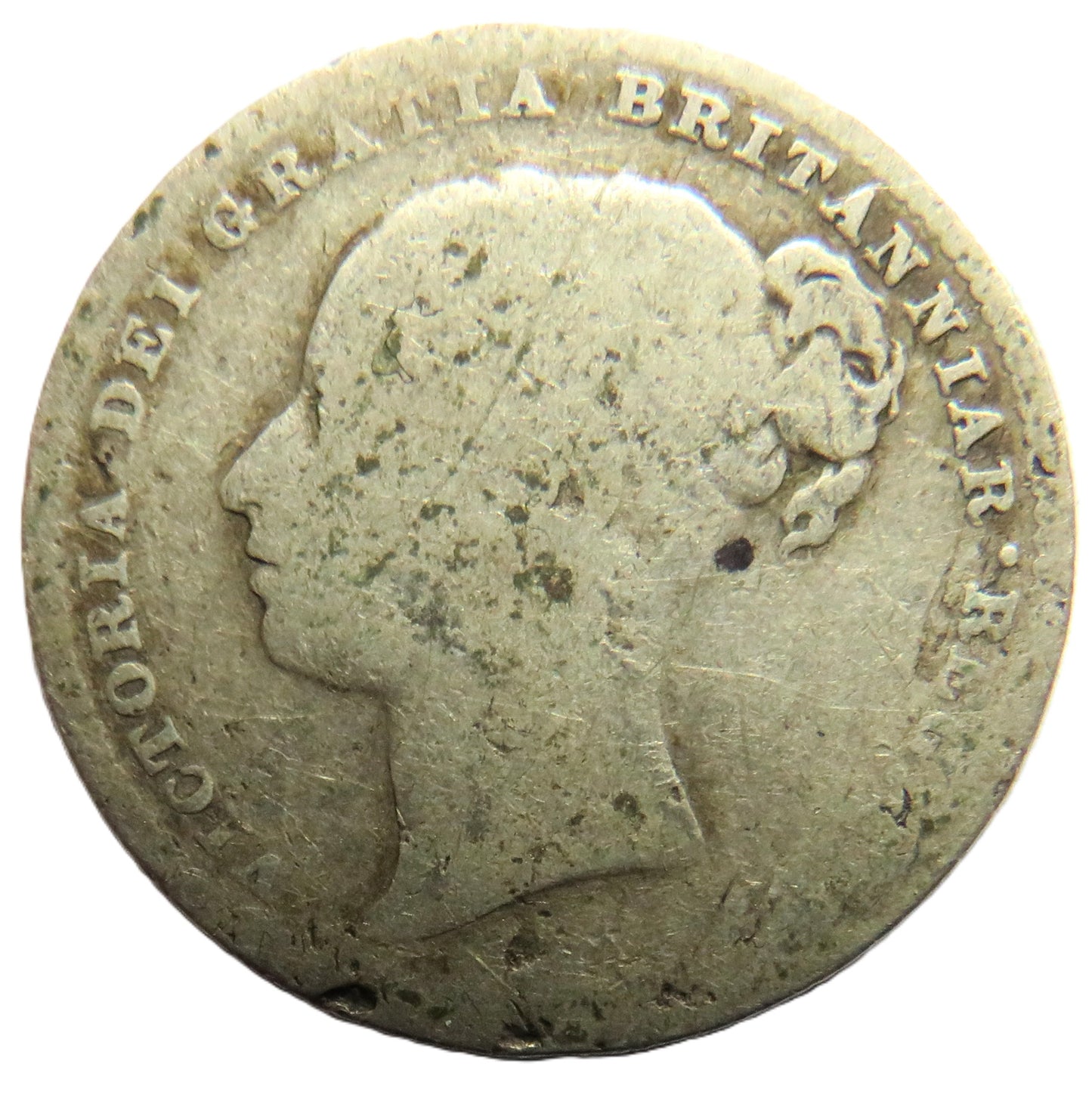 1885 Queen Victoria Young Head Silver Shilling Coin - Great Britain