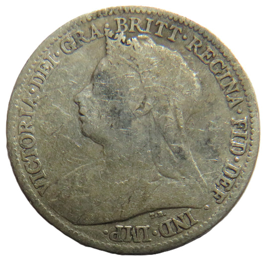 1900 Queen Victoria Silver Sixpence Coin - Great Britain