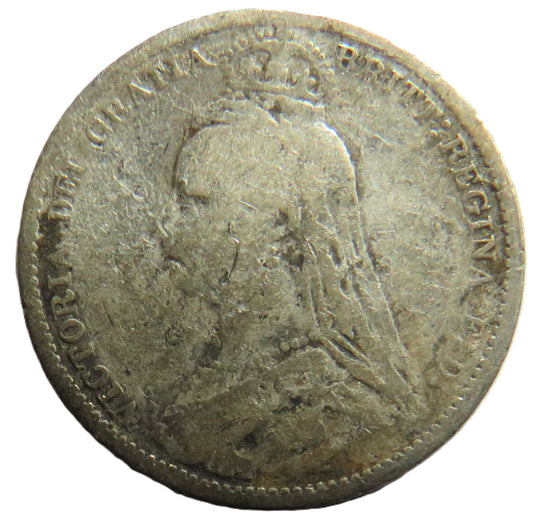 1888 Queen Victoria Jubilee Head Silver Sixpence Coin - Great Britain