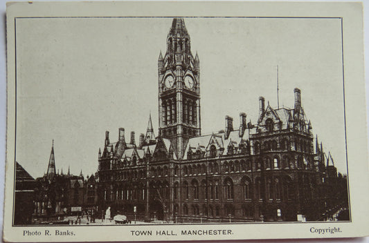 Vintage Postcard of The Town Hall, Manchester
