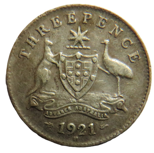 1921 King George V Australia Silver Threepence Coin
