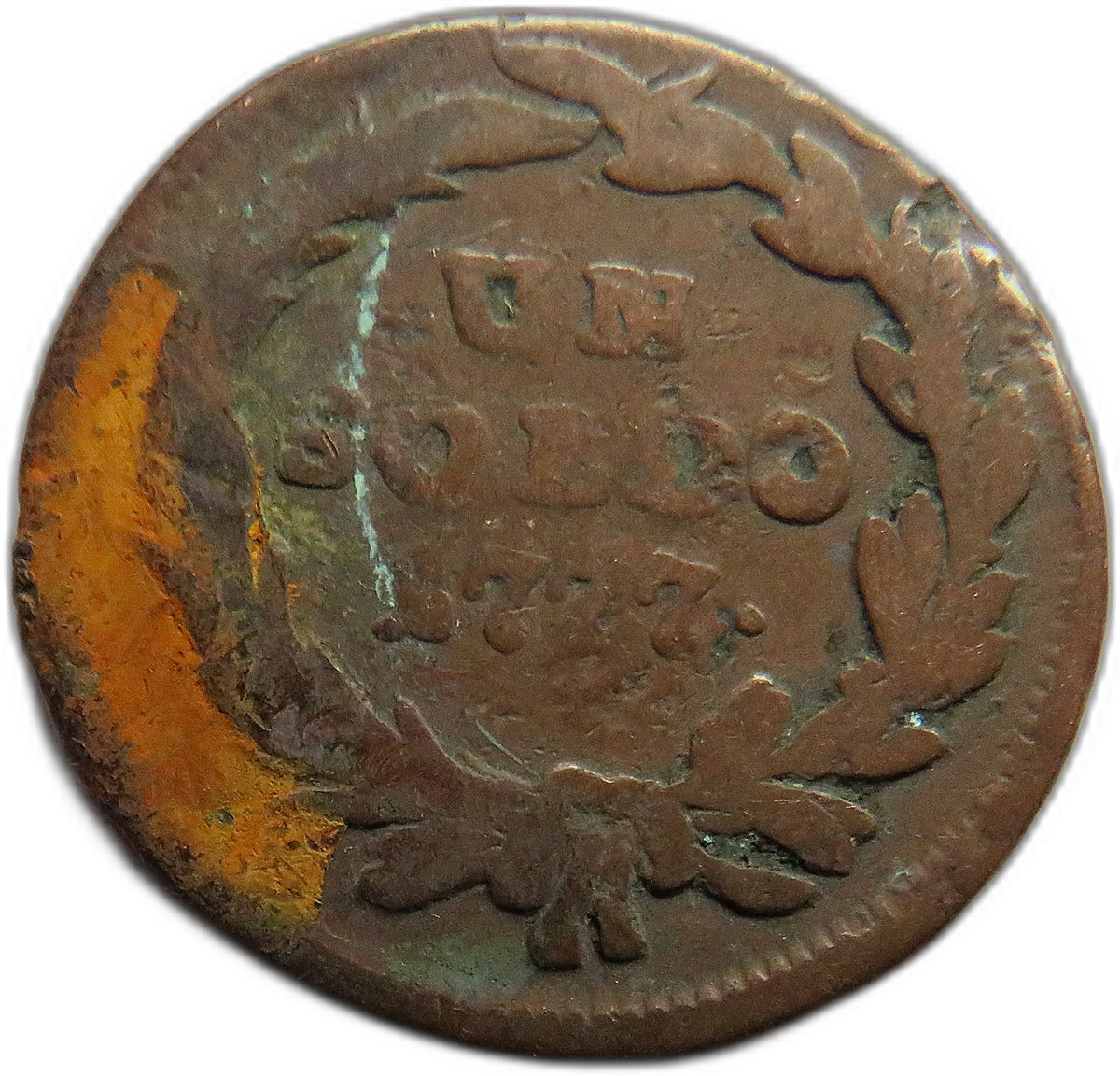 1777-S Italian States Milan One Soldo Coin
