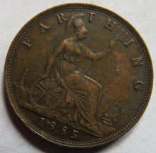 Load image into Gallery viewer, 1885 Queen Victoria Bun Head Farthing Coin - Great Britain
