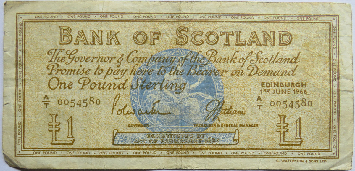 1966 Bank of Scotland £1 One Pound Banknote