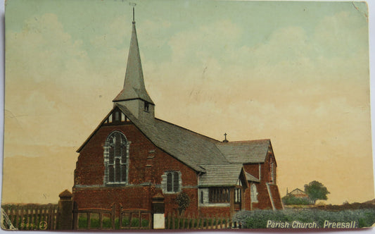 Vintage Postcard of Parish Church Preesall 1918