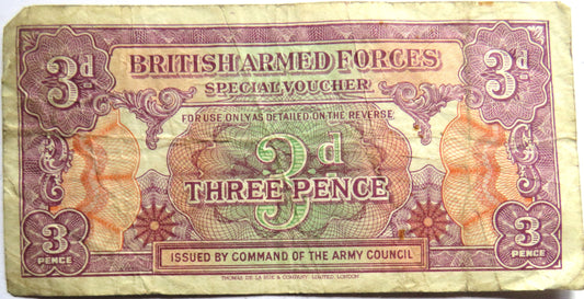 British Armed Forces 3d Threepence Special Voucher