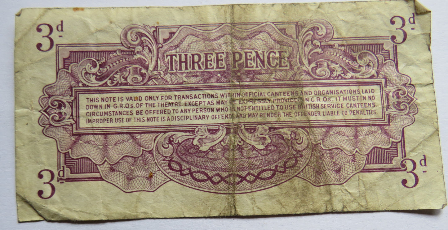 British Armed Forces 3d Threepence Special Voucher
