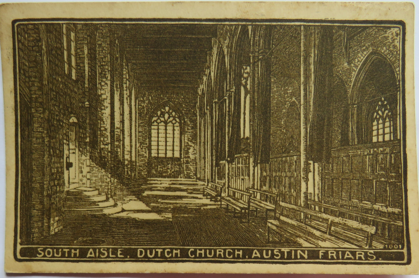 Vintage Postcard of South Aisle, Dutch Church, Austin Friars