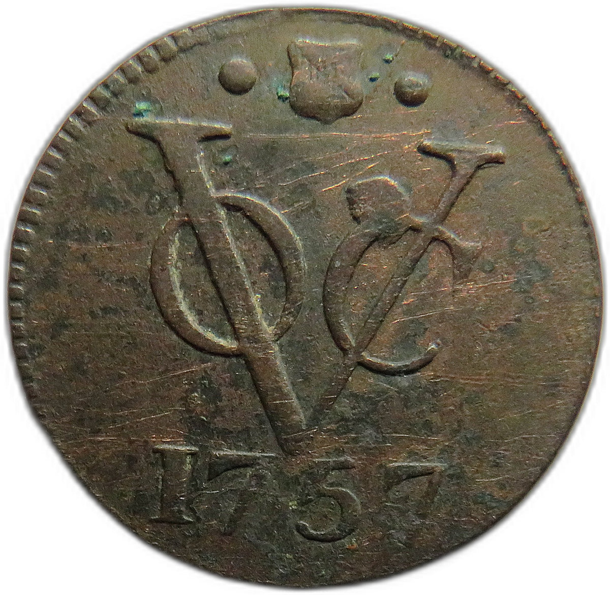 1757 Netherlands East Indies One Duit Coin