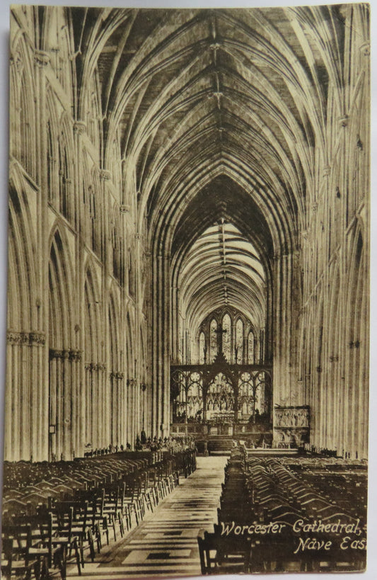 Vintage Postcard of Worcester Cathedral Nave East 1920