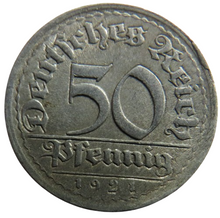 Load image into Gallery viewer, 1921-F Germany - Weimar Republic 50 Pfennig Coin
