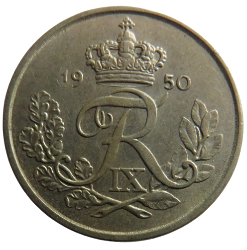 1950 Denmark 25 Ore / Øre Coin