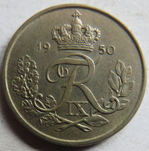 Load image into Gallery viewer, 1950 Denmark 25 Ore / Øre Coin
