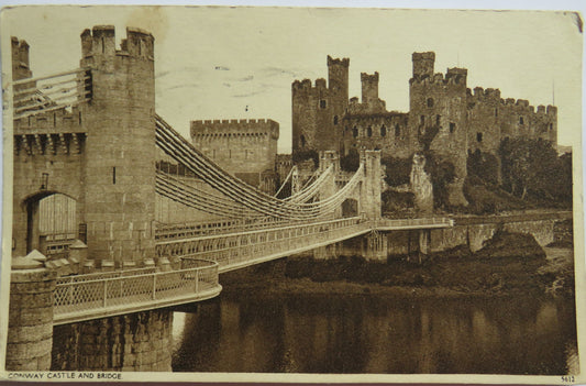 Vintage Postcard of Conway Castle and Bridge 1940