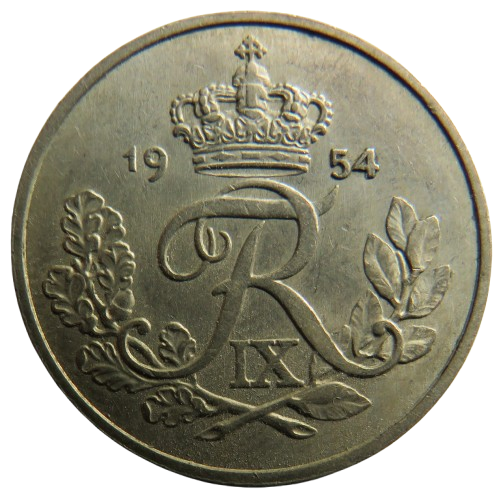 1954 Denmark 25 Ore / Øre Coin