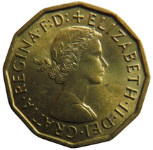 Load image into Gallery viewer, 1960 Queen Elizabeth II Brass Threepence Coin In High Grade
