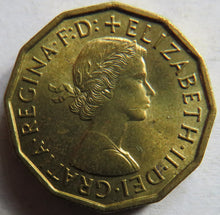 Load image into Gallery viewer, 1960 Queen Elizabeth II Brass Threepence Coin In High Grade
